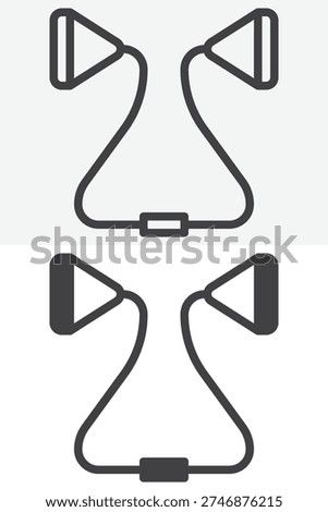 Resistance chest expander icon set for strength training exercise. Line outline and solid icon versions with editable stroke. Vector sign and symbol for gym resistance expander icon.
