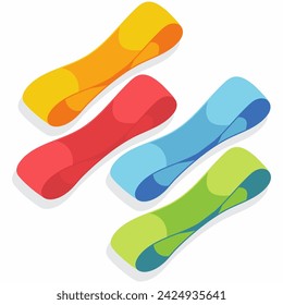 Resistance exercise bands vector cartoon set isolated on a white background.