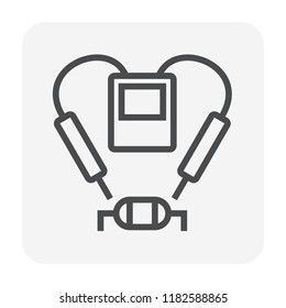 Resistance measurement vector icon. Consist of resistor and multimeter or electrical test tool for electrician and engineer to check, test, reading and monitor electronics circuit to service, repair.