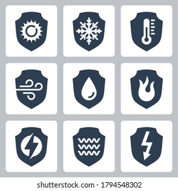 Resistance, Protection from External Influence and Guarding Related Vector Icon Set in Glyph Style 2