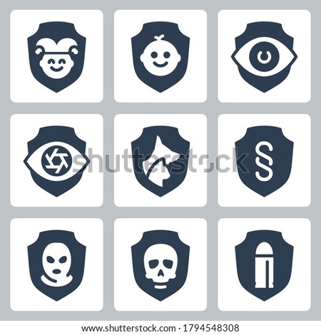Resistance, Protection from External Influence and Guarding Related Vector Icon Set in Glyph Style