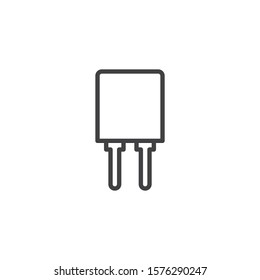 Resistance, resistor line icon. Microchip linear style sign for mobile concept and web design. Resistor electronic component outline vector icon. Symbol, logo illustration. Vector graphics
