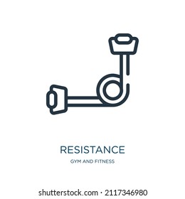 resistance thin line icon. protection, weather linear icons from gym and fitness concept isolated outline sign. Vector illustration symbol element for web design and apps.