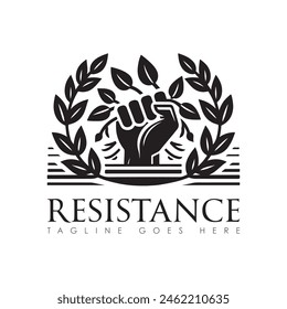 Diseño de logotipo de Vector de resistencia, diseño de logotipo de resistencia mínima, icono, color blanco y negro 