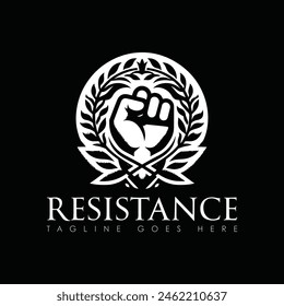Diseño de logotipo de Vector de resistencia, diseño de logotipo de resistencia mínima, icono, color blanco y negro 