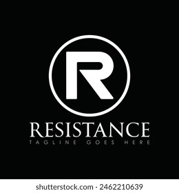 Diseño de logotipo de Vector de resistencia, diseño de logotipo de resistencia mínima, icono, color blanco y negro 