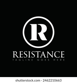 Resistance vector logo design, resistance minimal logo design, icon, black and white color 