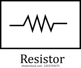 Resistor. anode and cathode. electronic symbol of Illustration of basic circuit symbols. Electrical symbols, study content of physics students. electrical circuits.