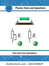 Resistor. Capacitor resistor icon with simple electrical scheme. Physical test with device having a designed resistance to the passage of an electric current. Helpful for education at physics lesson.