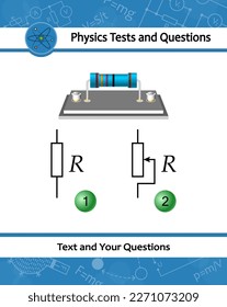 Resistor. Capacitor resistor icon with simple electrical scheme. Physical test with device having a designed resistance to the passage of an electric current. Helpful for education at physics lesson.