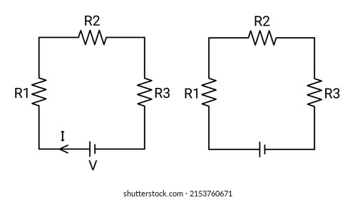 Resistor Circuit Symbol. Series Circuit Connection. Vector Illustration Isolated On White.