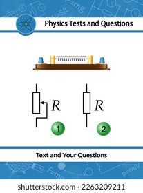 Resistor is a device having a designed resistance to the passage of an electric current. Capacitor resistor icon with electrical scheme. Physical test. Use for education in schools at physics lesson.