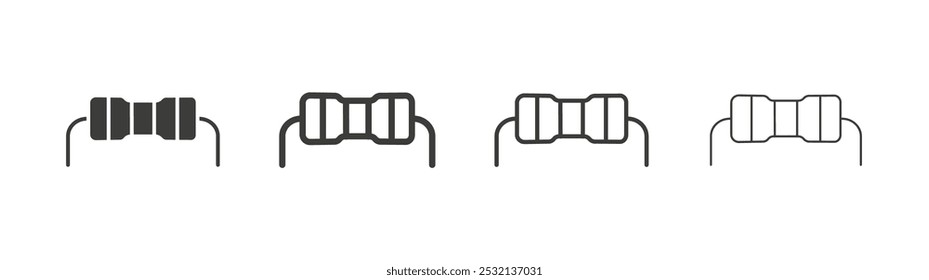 Resistor icon in fill and three stroke sizes