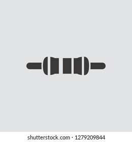 Resistor icon isolated of flat style. Vector illustration.