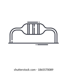 Resistor-Symbol, lineare einzelne Illustration, dünne Linie, Webdesign-Zeichen, Umrisssymbol mit bearbeitbarem Strich auf weißem Hintergrund.