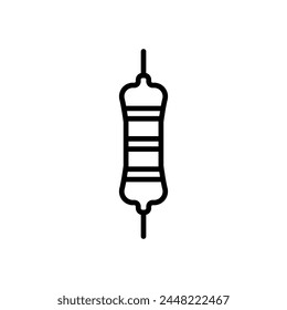 Vector de resistor, línea negra, fondo aislado