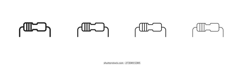 Iconos de resistencia delinean el diseño de Vector negro. Línea con trazo editable.
