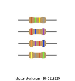 Resistor Isolated Electrical Parts Vector Including Resistors Vector And Resistor Symbol Electronic. Resistor Isolated Vector With Resistor Colour Code And Resistors Connection.