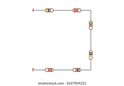 Resistor are Series Circuit Diagram, Electronics problems illustration For various educational projects 