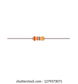 Resistor small flat vector parts components electronic circuit. Microchip computer server icon view