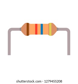 Resistor small flat vector parts components electronic circuit. Microchip computer server icon view