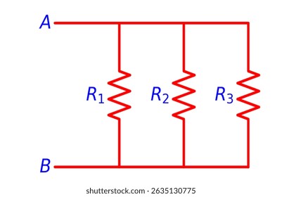 Resistors are parallel circuit, electrical circuit illustration For various educational projects 
