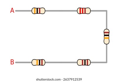 Resistors are in Series, pictorial Resistor Circuit Diagram Electronics illustration for various educational projects 