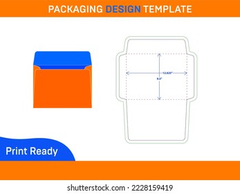 Resizable 9.5x12.625 inch Booklet envelope dieline template and 3D envelope