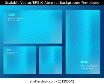 Re-sizable Abstract Cool Blue EPS10 Vector Background Templates with graduating dot patterns and plenty of text space. 
