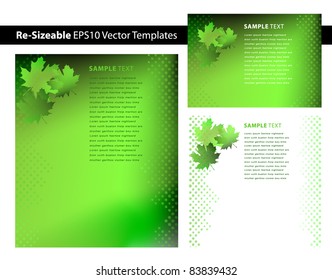 Re-sizable Abstract Creative Green Summer Leave Vector Background Templates with both negative and positive space for text
