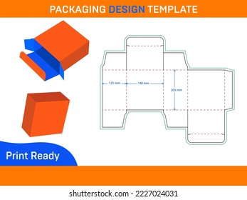 Resizable and editable Tuck End Cosmetic box Dieline template and 3D render box