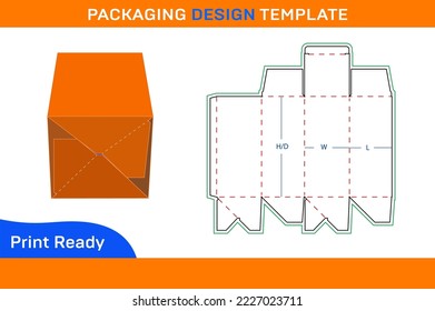 Resizable medicin box, Auto bottom lock Tuck top box Dieline template and 3D render box