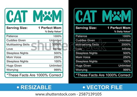 Resizable Mom Nutrition Facts Template Design, Mama Nutrition Label Template, Resizable Mother Nutrition Facts, Nutrition Fact For Mom, Mother's Day Gift, Mother's Day