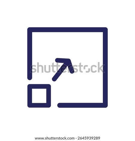 Resize with arrow line icon on white background.