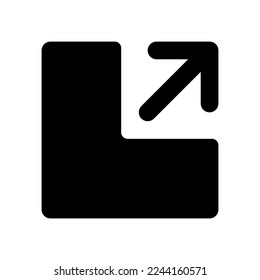 Resize black glyph ui icon. Change size of window. Optimize format. User interface design. Silhouette symbol on white space. Solid pictogram for web, mobile. Isolated vector illustration