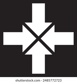 Resize cross icon illustration isolated on white and black background. EPS 10