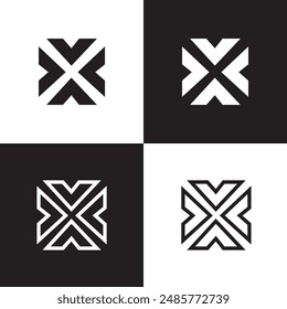 Resize cross icon illustration isolated on white and black background. EPS 10