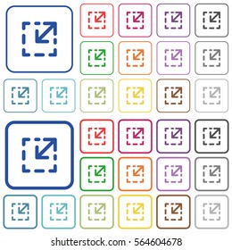 Resize element color flat icons in rounded square frames. Thin and thick versions included.
