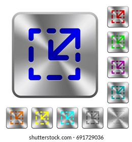 Resize element engraved icons on rounded square glossy steel buttons