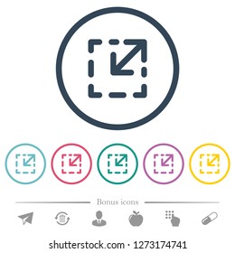 Resize element flat color icons in round outlines. 6 bonus icons included.