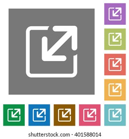 Resize element flat icon set on color square background.