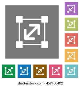 Resize element flat icon set on color square background.