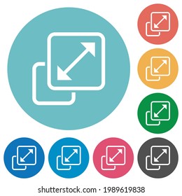 Resize element flat white icons on round color backgrounds