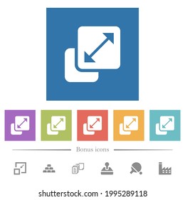 Resize element flat white icons in square backgrounds. 6 bonus icons included.