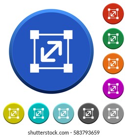 Resize element round color beveled buttons with smooth surfaces and flat white icons