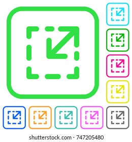 Resize element vivid colored flat icons in curved borders on white background