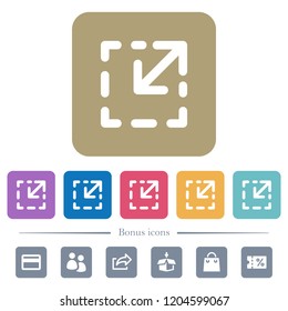 Resize element white flat icons on color rounded square backgrounds. 6 bonus icons included