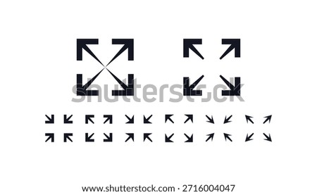Resize and Expand Arrow Icons Fullscreen UI Vector