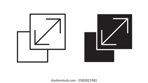 Resize filled and outlined icons vectors on white background