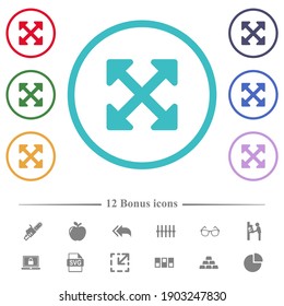 Resize full alt flat color icons in circle shape outlines. 12 bonus icons included.